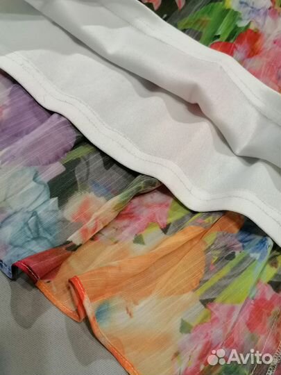 Длинная яркая юбка в складку плиссе на резинке