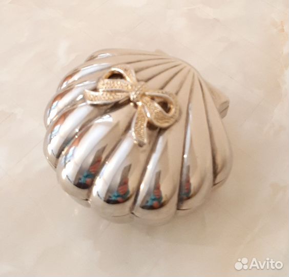 Шкатулка для украшений ракушка, мельхиор