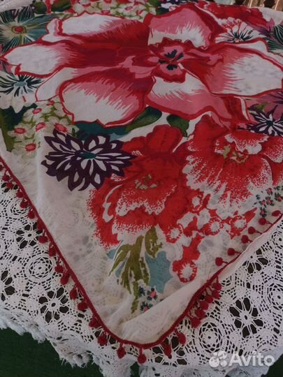 Большой платок хлопок с бубенчиками