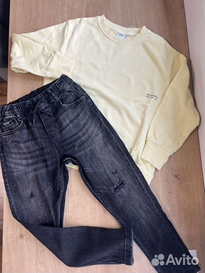 Zara 7 лет 122см джинсы и свитшот