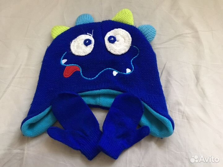 Шапка+варежки мальчику
