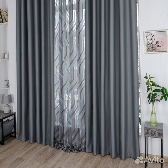 Портьеры блэкаут Амадео Серый шторы