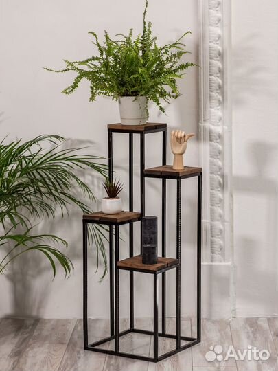 Подставка для цветов напольная кованая Черная