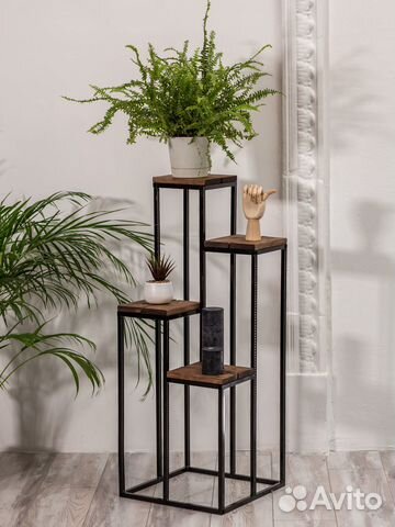 Подставка для цветов напольная кованая Черная