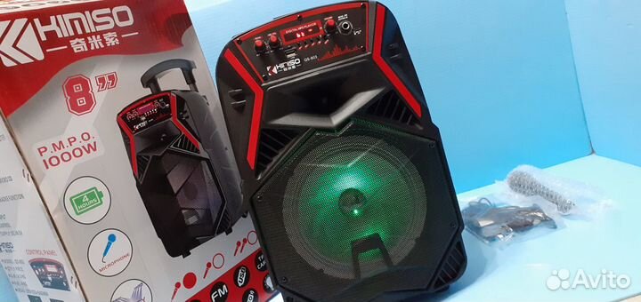 Большая колонка Kimiso перевозная+ пульт+ микрофон