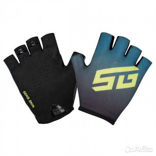 Велоперчатки STG Sens Skin, размер S, черный с синим