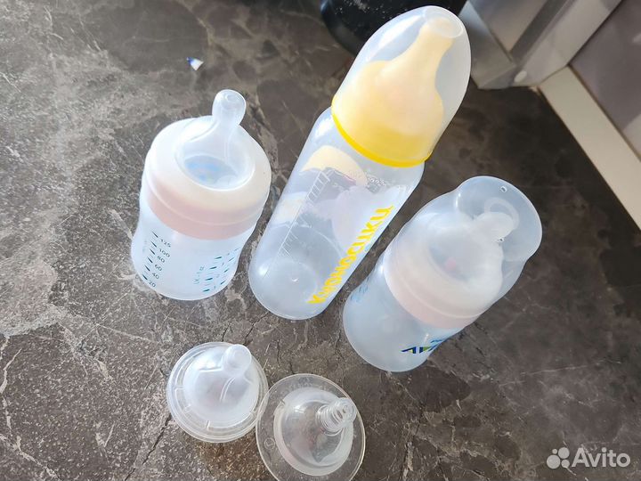 Бутылочки avent 125 мл и курносики 250мл
