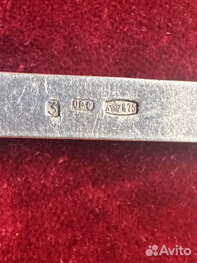 Набор запонки и прищепка серебро СССР 875