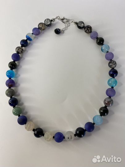 Разноцветные бусы из камней агат 44 см