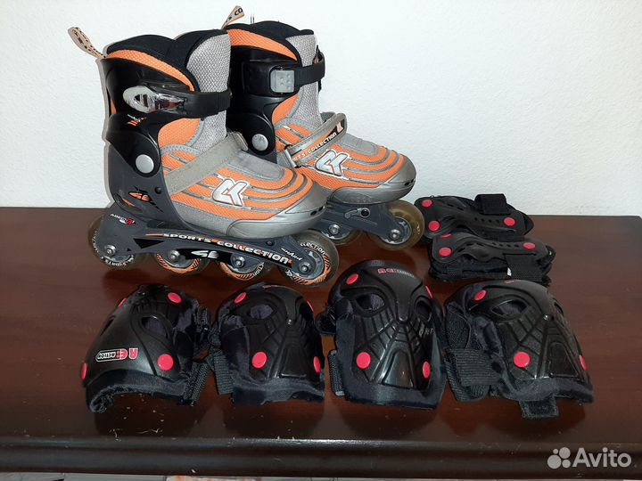 Коньки роликовые раздвижные детские+защита Р 27-30
