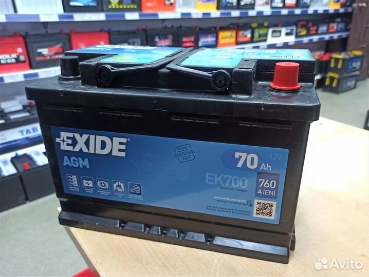 Акб гелевый AGM 70Ач Exide Start-Stop обратный