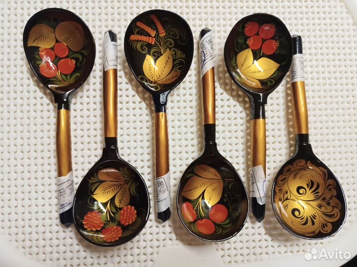 Деревянные ложки хохлома, СССР, новые 1983г