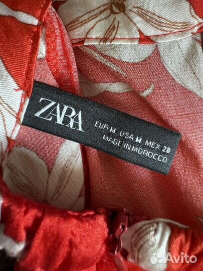 Платье Zara M красное с цветами