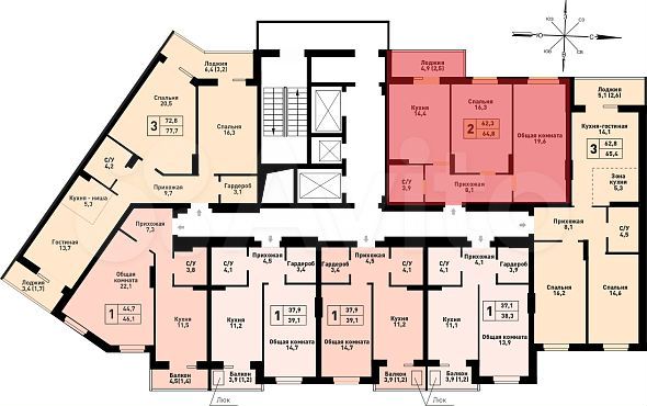 2-к. квартира, 64,8 м², 10/23 эт.
