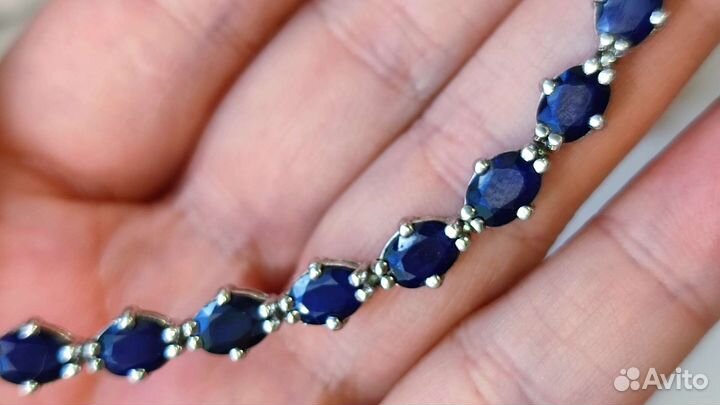 Браслет сапфиры Шри-Ланка 19ct, 19см, 16,38гр 925