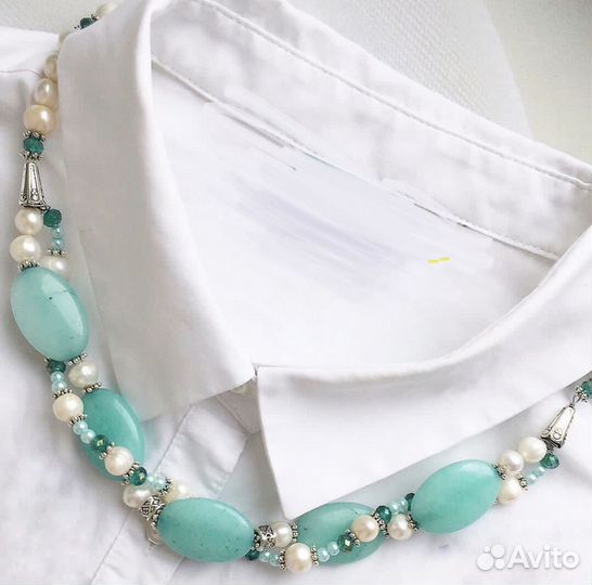 Бусы колье ожерелье с натуральным жемчугом
