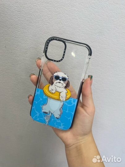 Чехол прозрачный с щенком для iPhone 11-13Pro Max