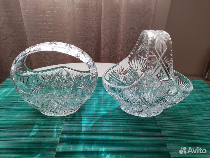 Ваза корзина хрустальЧехия