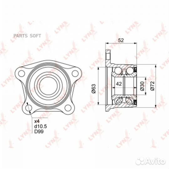 Lynxauto WB1023 Подшипник ступичный зад прав/лев