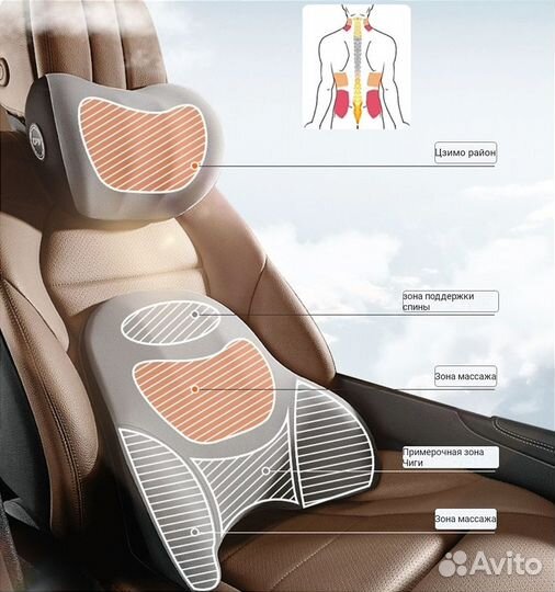 Массажная накидка в авто ортопедическая 2 вибро