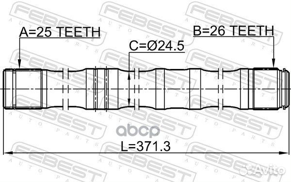 Полуось левая 26X370.5X25 0112AZT251LH Febest