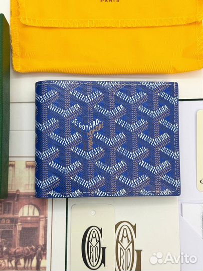 Кошелёк мужской Goyard канва кожа синий