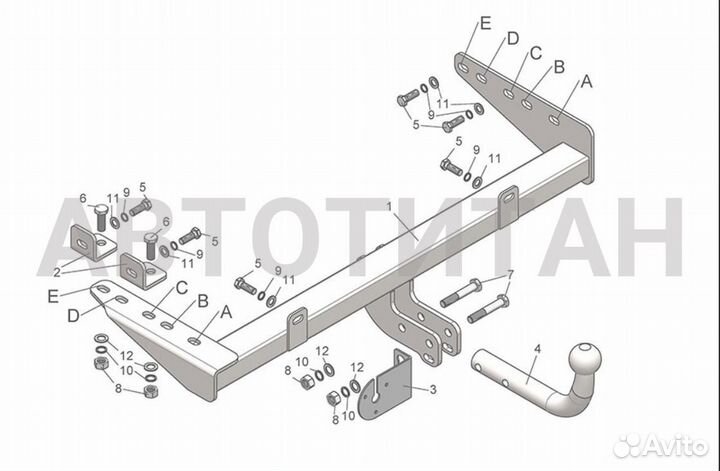 Фаркоп (тсу ) LADA Kalina sd, un Granta sd, un, lb