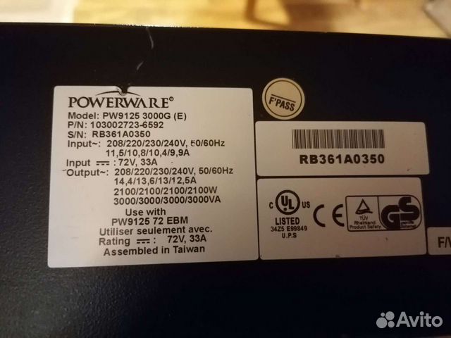 UPS Powerware PW9125 3000G объявление продам