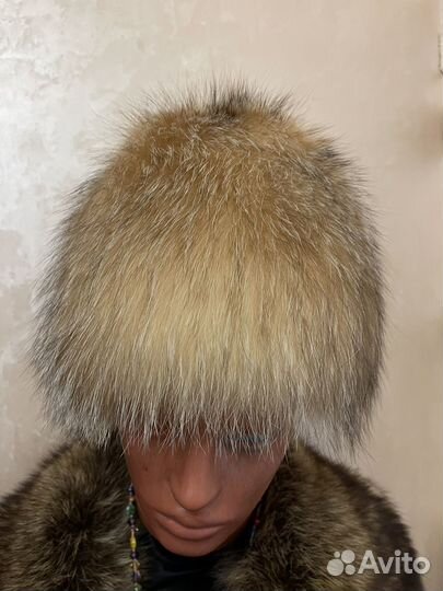 Шапка зимняя меховая (лиса)женская - вязанная