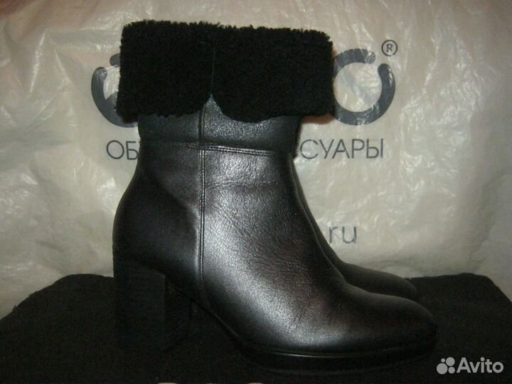 38 ecco ботильоны сапоги кожаные утепленные женск