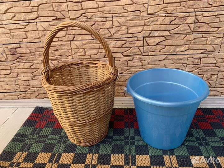 Корзина плетеная с ручкой, ведро