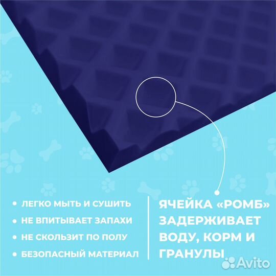 EVA коврик под миску или лоток 30*40 ромб т.синий