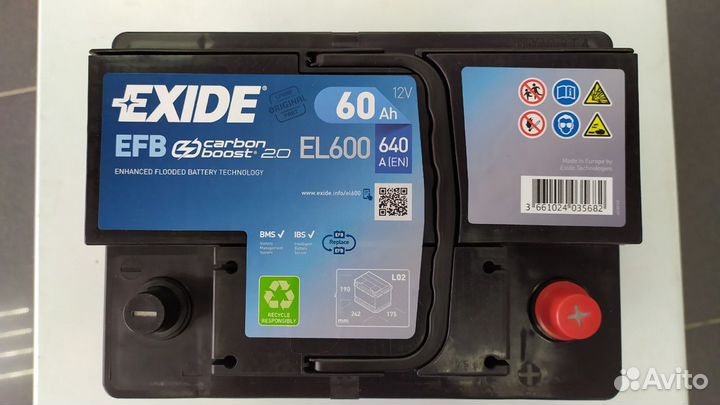 Аккумулятор 60Ah 640A Exide EFB start-stop премиум