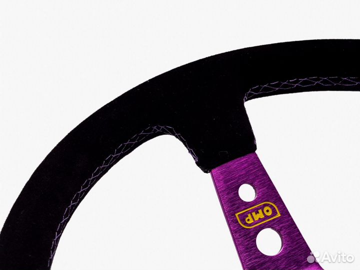 Руль OMP с выносом замша фиолетовый