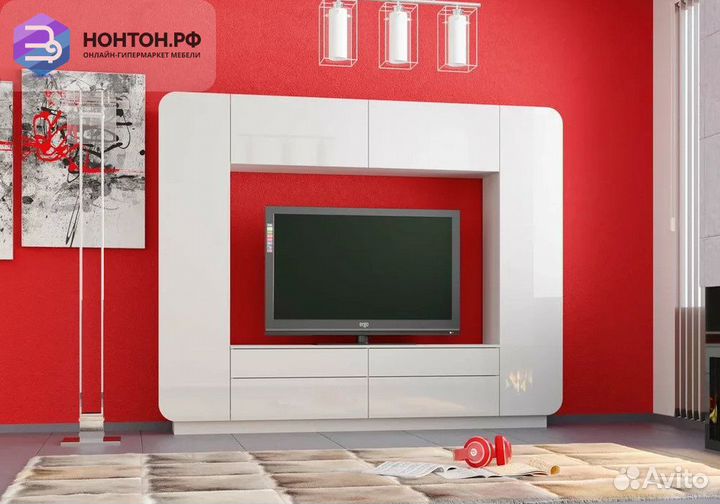 Стенка Лаванда-2 белый / белый глянец