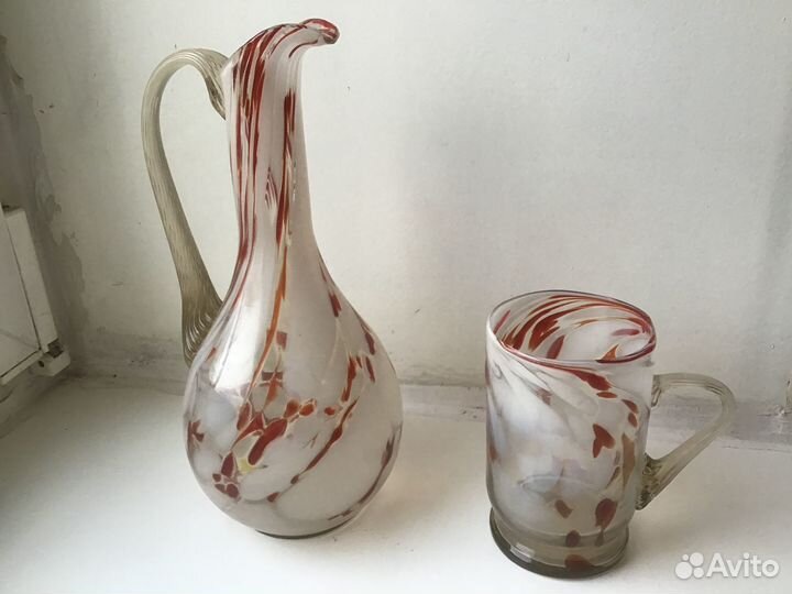 Стаканы с рисунками.Графин.Кувшин.Рог. СССР