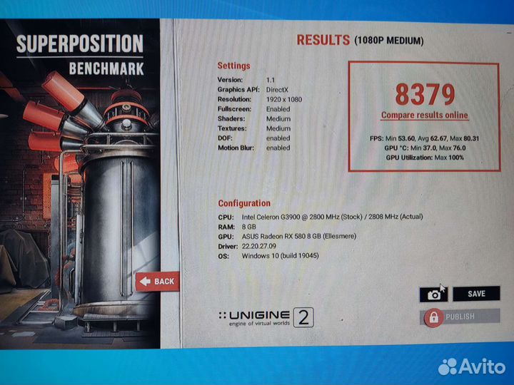 Видеокарта rx580 8gb asus