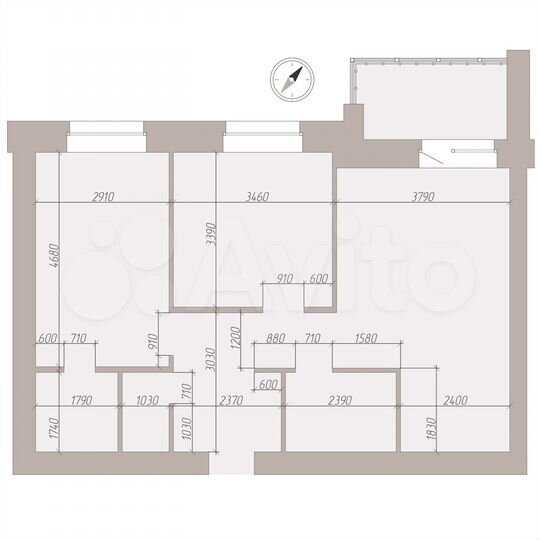 2-к. квартира, 68,1 м², 9/9 эт.