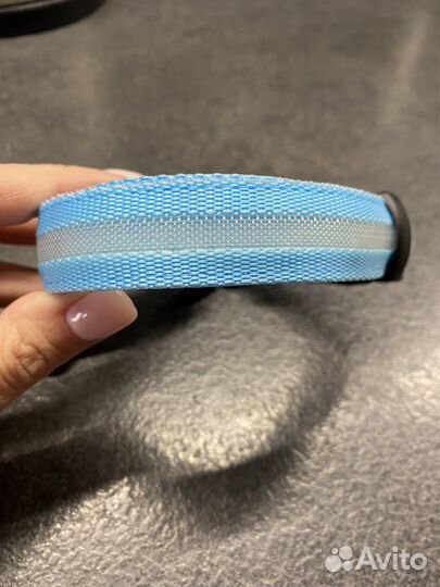 Светящийся ошейник для собак от 27-37 см голубой