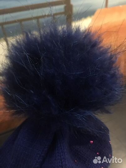 Шапочка со стразами осенняя для девочки 2-4 года