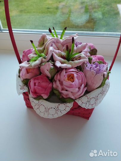 Съедобный букет из зефира ручной работы