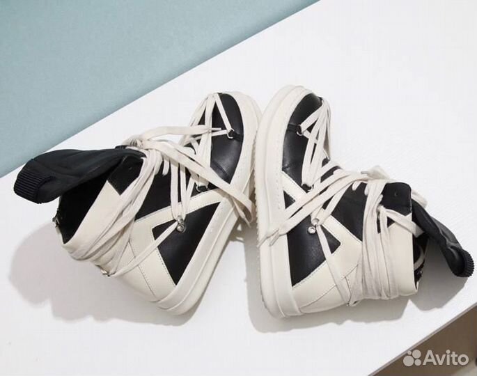 Rick Owens Hexagram Geobasket Черно-белые Кроссовк