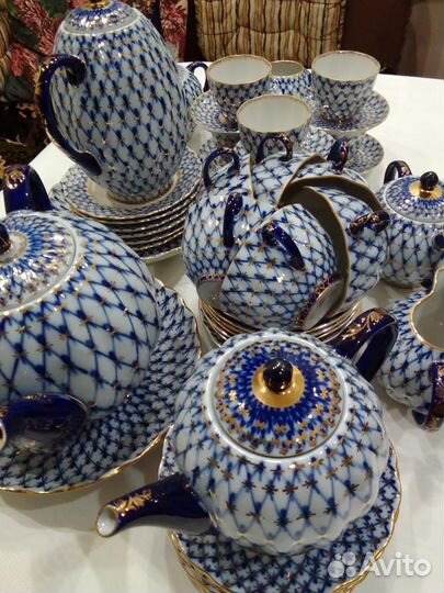 Сервиз кобальтовая сетка лфз чайный