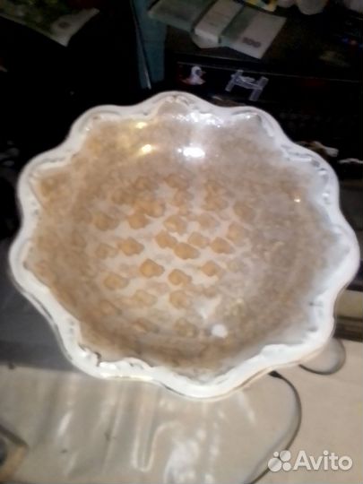 Ваза для фруктов стекло и бронза