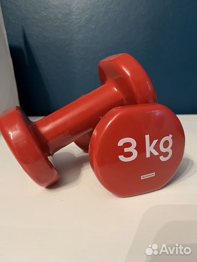 Гантели 3 кг виниловые, 2 шт