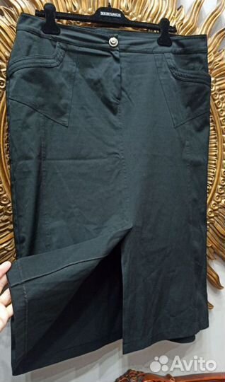 Юбка черная 52 -54 котон эластан италия
