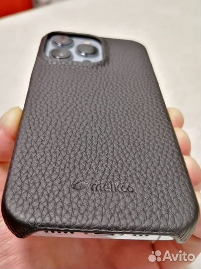 Чехол для iPhone 13 pro черный из натуральной кожи