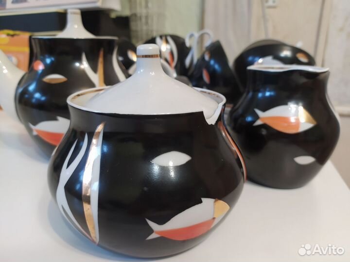 Сервиз чайный Дулево Аквариум,Тюльпан, Рифленка