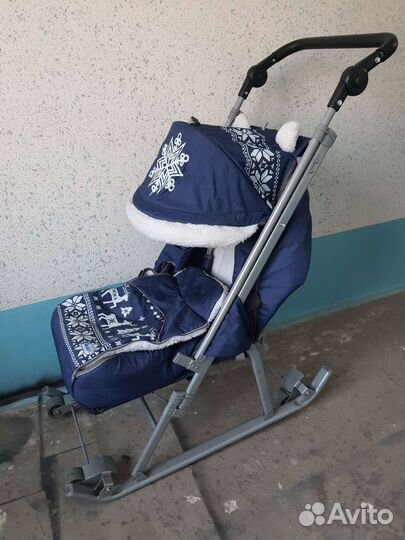 Детские санки коляска с колесами