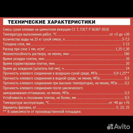 Клей для плитки Unis Плюс 25 кг. Доставка